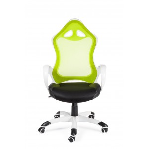 Кресло для геймера игровое TESLA WHITE GREEN - ТЕСЛА